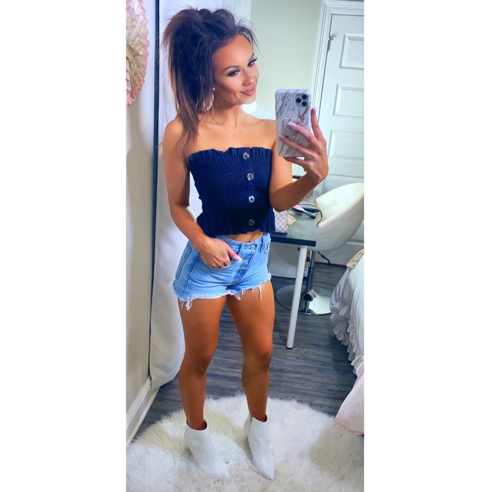 Black Strapless Crop Top